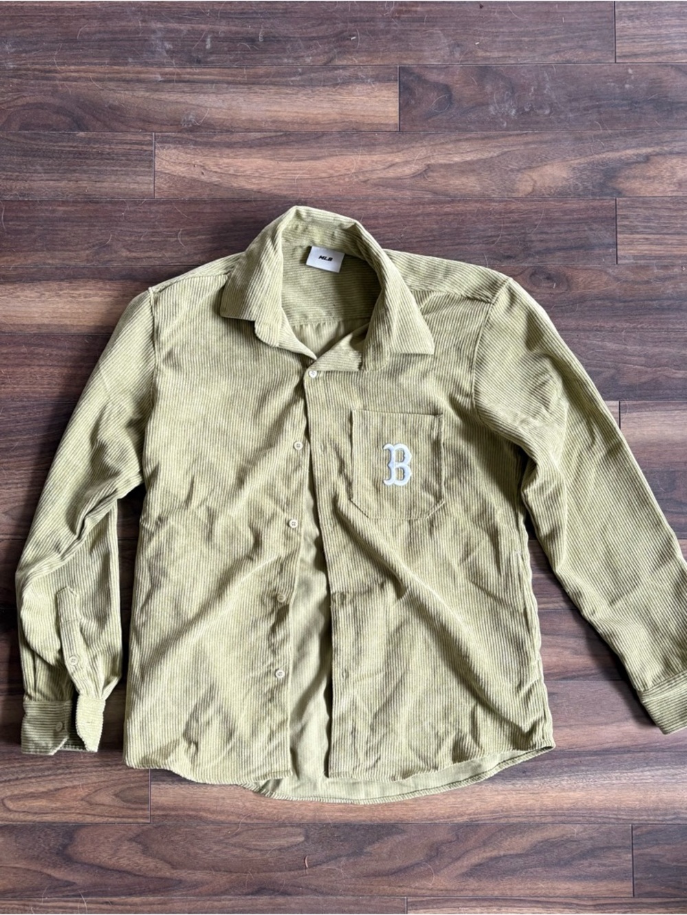 MLB Boston Red Sox Green Corduroy Button Up